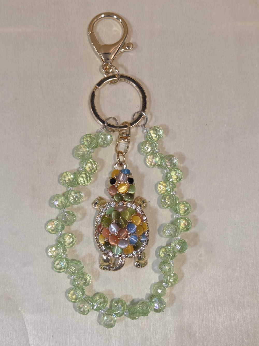 NWT Luxury Beaded Sea Turtle Keychain Gold Bag Charm ✨